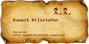 Kunszt Krisztofer névjegykártya